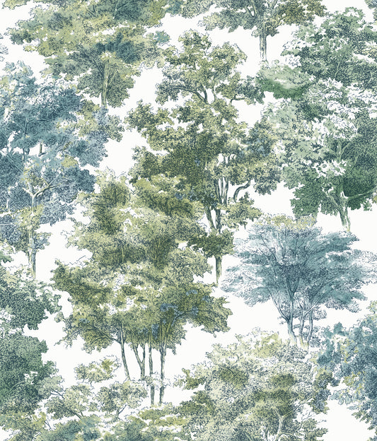 York Wallcoverings RoomMates Old World Trees Green Peel and Stick Wallpaper Vintage Botanical Greens  Wallpaper - RMK11615WP (DISCONTINUED PATTERN)