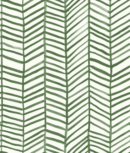 York Wallcoverings RoomMates Cat Coquillette Herringbone Green Peel and Stick Wallpaper Traditional Global Greens  Wallpaper - RMK11632WP