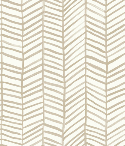 York Wallcoverings RoomMates Cat Coquillette Herringbone Tan Peel and Stick Wallpaper Traditional Global Neutrals  Wallpaper - RMK11634WP