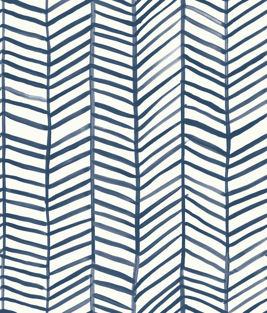 York Wallcoverings RoomMates Cat Coquillette Herringbone Navy Peel and Stick Wallpaper Traditional Global Blues  Wallpaper - RMK11646WP