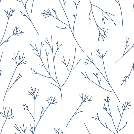 York Wallcoverings RoomMates Twigs Navy Peel and Stick Wallpaper Modern Woods and Forests Blues  Wallpaper - RMK11680WP
