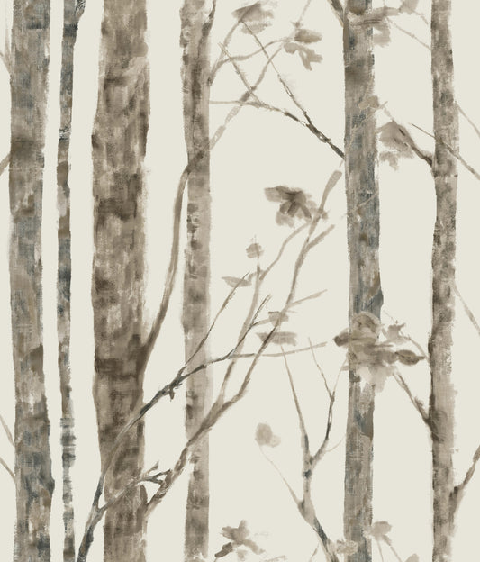 York Wallcoverings RoomMates Trees Taupe Peel and Stick Wallpaper Modern Nature Browns  Wallpaper - RMK11727WP