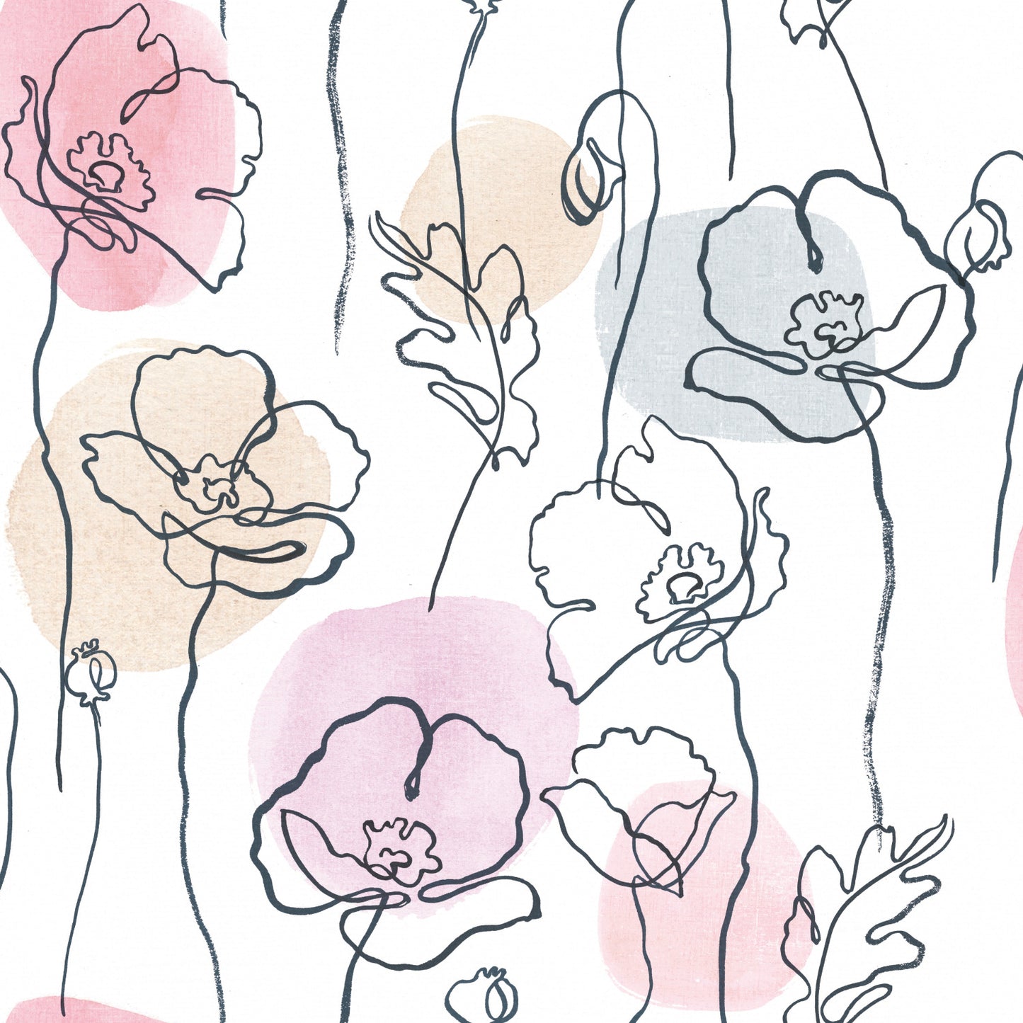 York Wallcoverings RoomMates Modern Poppy Pink Peel and Stick Wallpaper Modern Botanical Pinks  Wallpaper - RMK11756RL