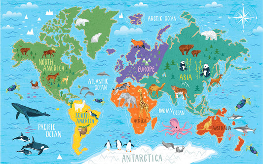 York Wallcoverings RoomMates World Map Peel and Stick Wall Mural Modern  Blues  Wallpaper - RMK11772M