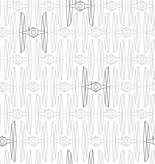 York Wallcoverings RoomMates Star Wars Tie Fighter Grey Peel and Stick Wallpaper Whimsical Licensed Greys  Wallpaper - RMK11783RL