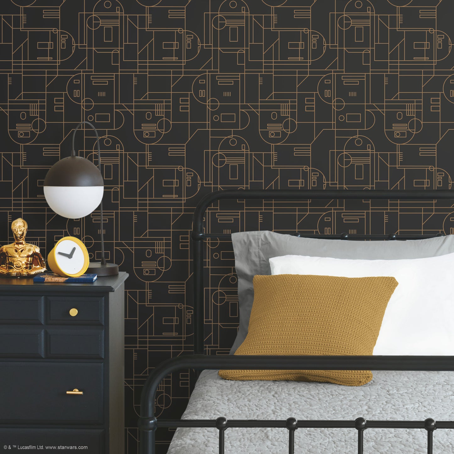 York Wallcoverings RoomMates Star Wars R2D2 Geometric Yellow Peel and Stick Wallpaper Whimsical Licensed Yellows  Wallpaper - RMK11784RL