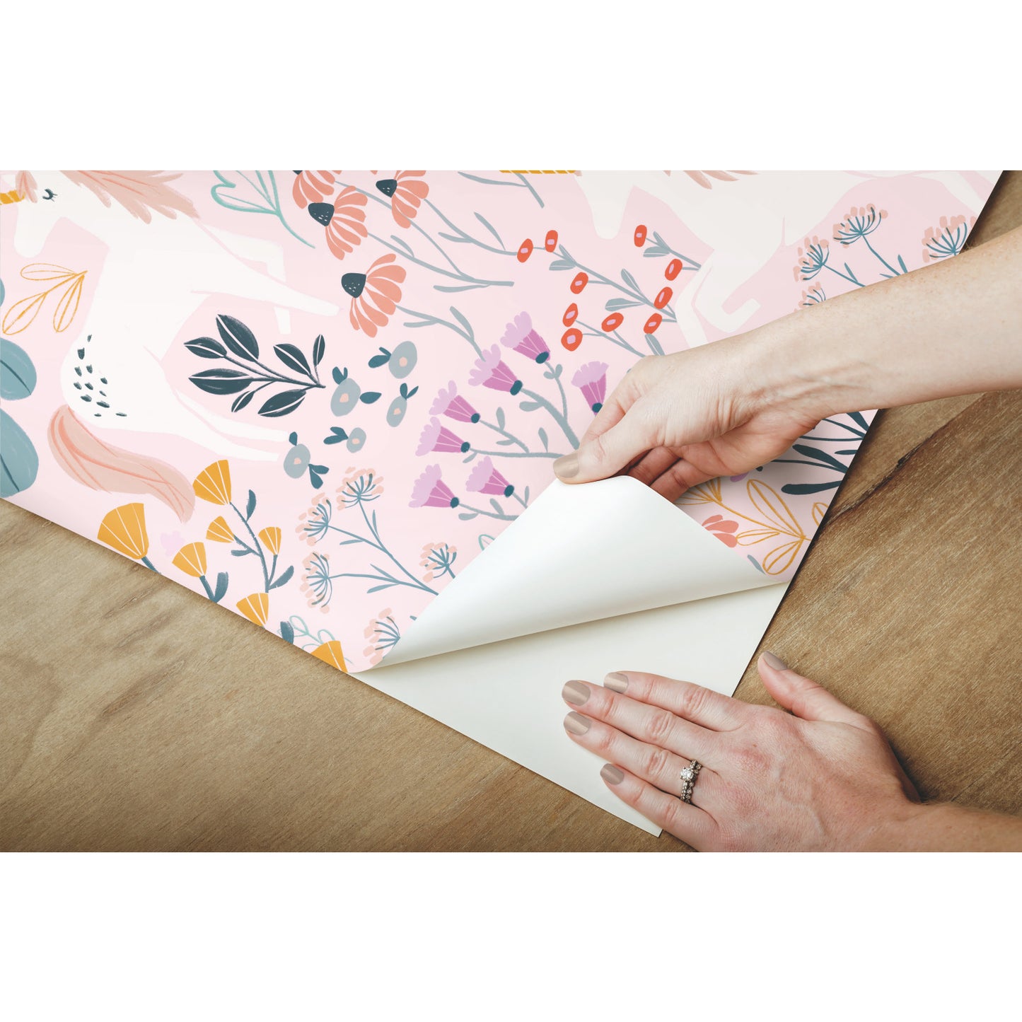 York Wallcoverings RoomMates Unicorn Paradise Pink Peel and Stick Wallpaper Kids Fairy Tales and Fantasy Pinks  Wallpaper - RMK11793RL