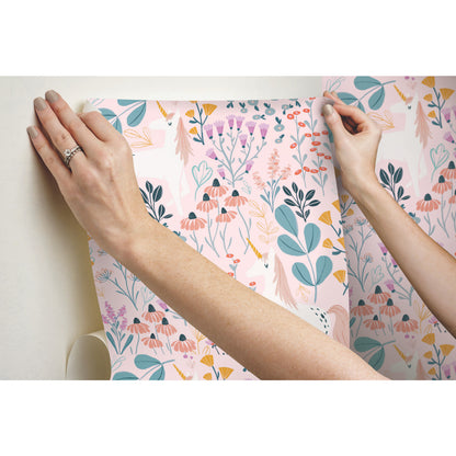 York Wallcoverings RoomMates Unicorn Paradise Pink Peel and Stick Wallpaper Kids Fairy Tales and Fantasy Pinks  Wallpaper - RMK11793RL