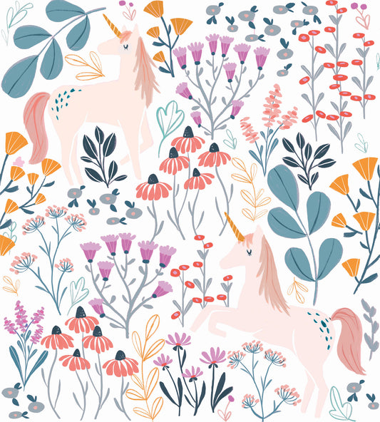 York Wallcoverings RoomMates Unicorn Paradise Pink Peel and Stick Wallpaper Kids Fairy Tales and Fantasy Pinks  Wallpaper - RMK11794RL