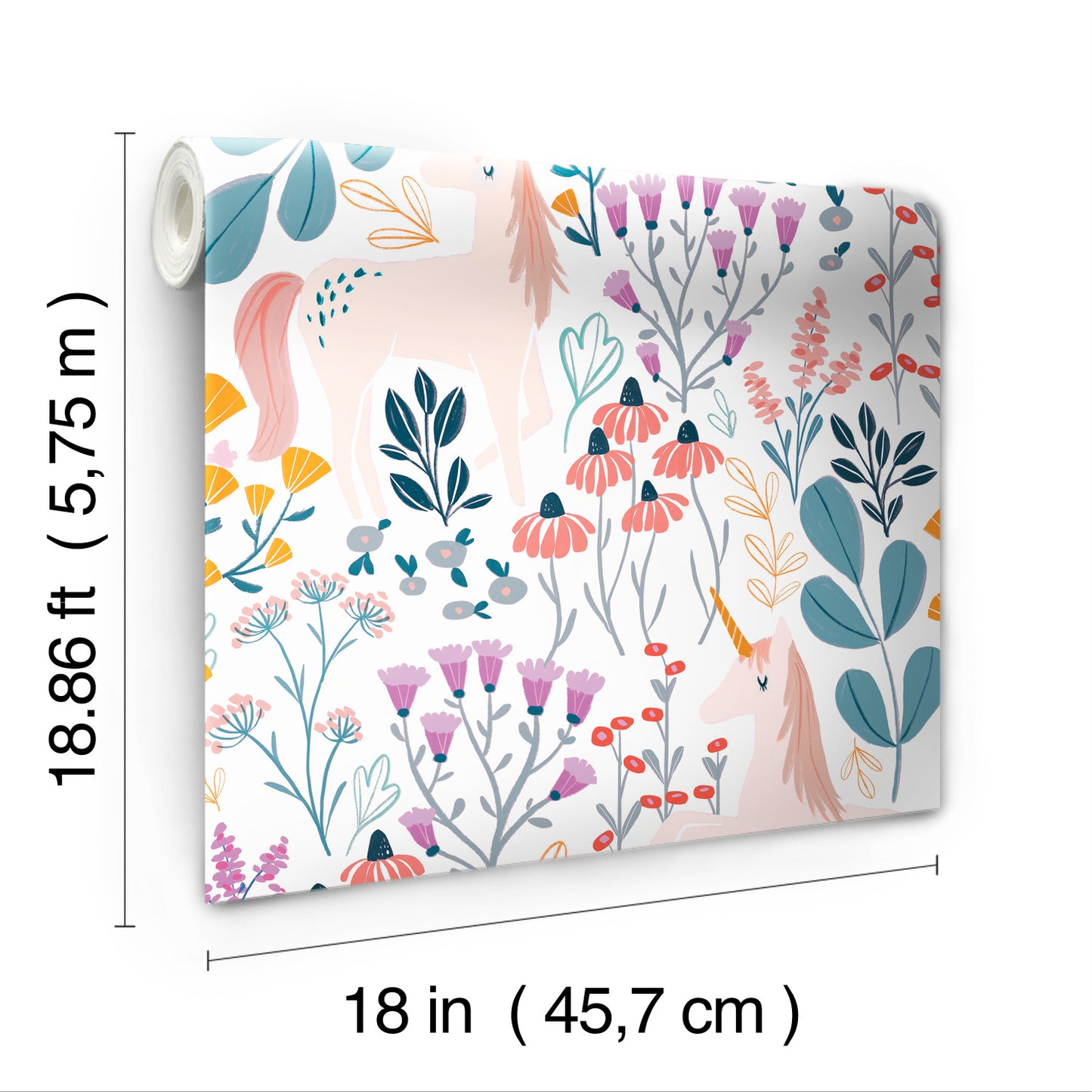 York Wallcoverings RoomMates Unicorn Paradise Pink Peel and Stick Wallpaper Kids Fairy Tales and Fantasy Pinks  Wallpaper - RMK11794RL