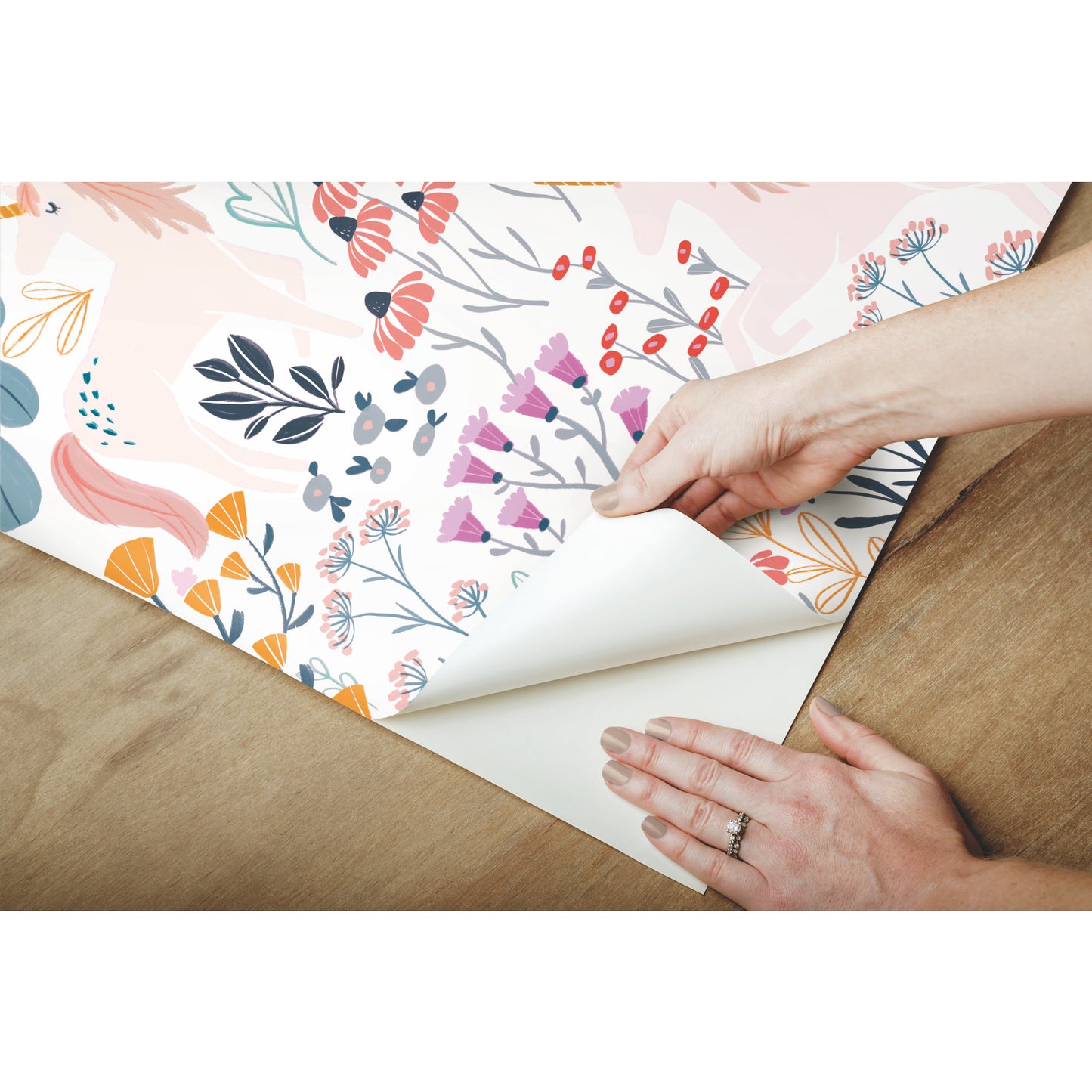 York Wallcoverings RoomMates Unicorn Paradise Pink Peel and Stick Wallpaper Kids Fairy Tales and Fantasy Pinks  Wallpaper - RMK11794RL