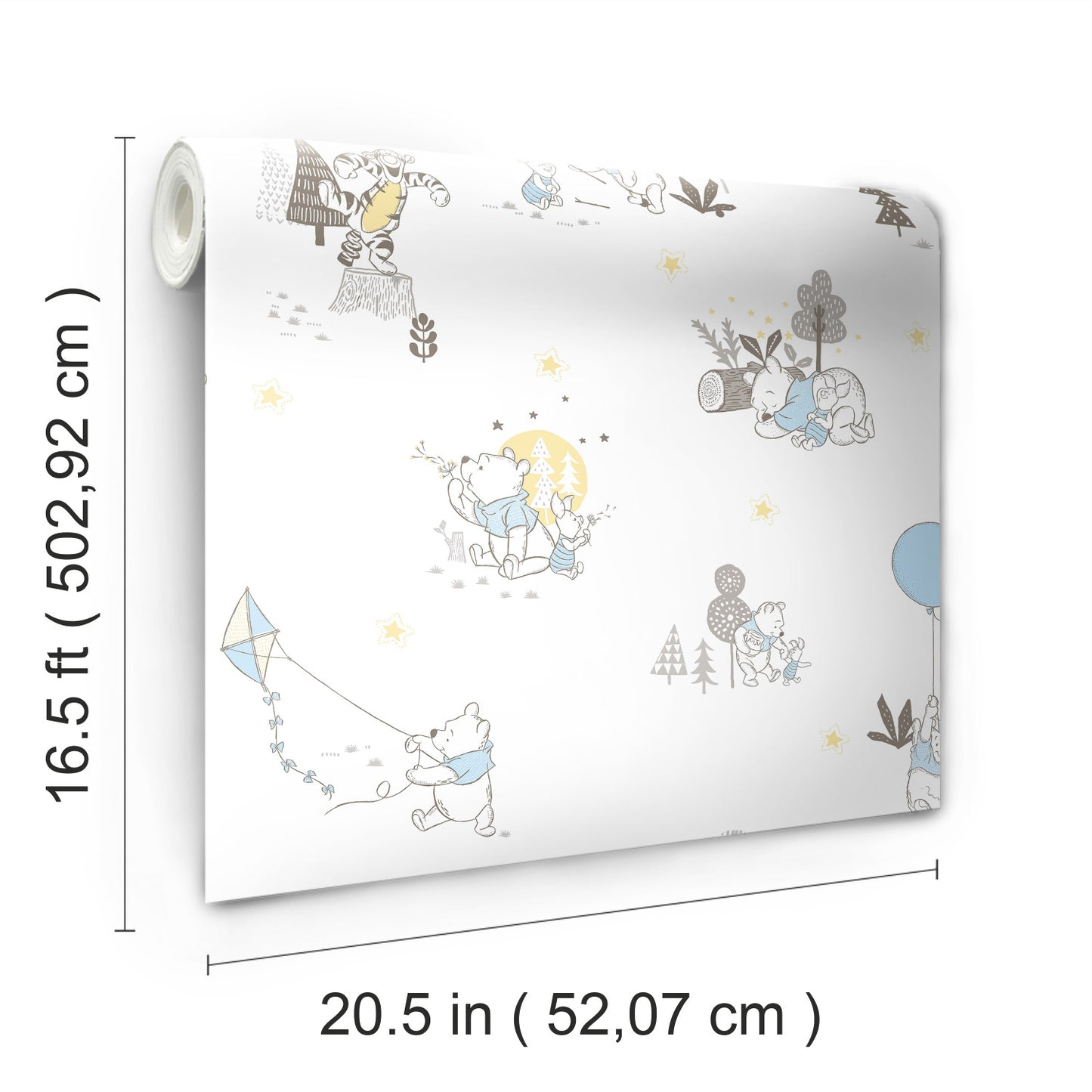 York Wallcoverings RoomMates Disney Winnie The Pooh Playmates Blue Peel and Stick Wallpaper Whimsical Licensed Blues  Wallpaper - RMK11798WP