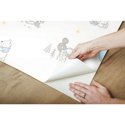 York Wallcoverings RoomMates Disney Winnie The Pooh Playmates Blue Peel and Stick Wallpaper Whimsical Licensed Blues  Wallpaper - RMK11798WP