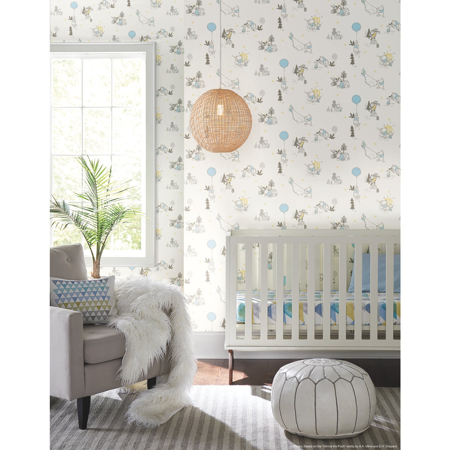 York Wallcoverings RoomMates Disney Winnie The Pooh Playmates Blue Peel and Stick Wallpaper Whimsical Licensed Blues  Wallpaper - RMK11798WP
