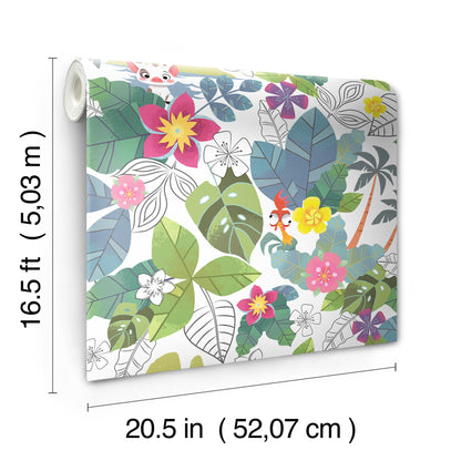 York Wallcoverings RoomMates Disney Moana Jungle Blue Peel and Stick Wallpaper Whimsical Licensed Blues  Wallpaper - RMK11799WP
