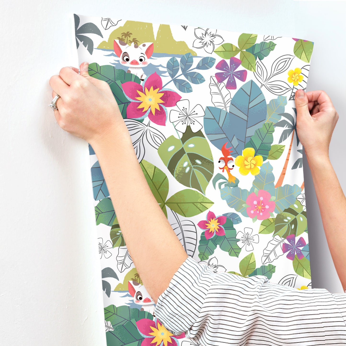 York Wallcoverings RoomMates Disney Moana Jungle Blue Peel and Stick Wallpaper Whimsical Licensed Blues  Wallpaper - RMK11799WP