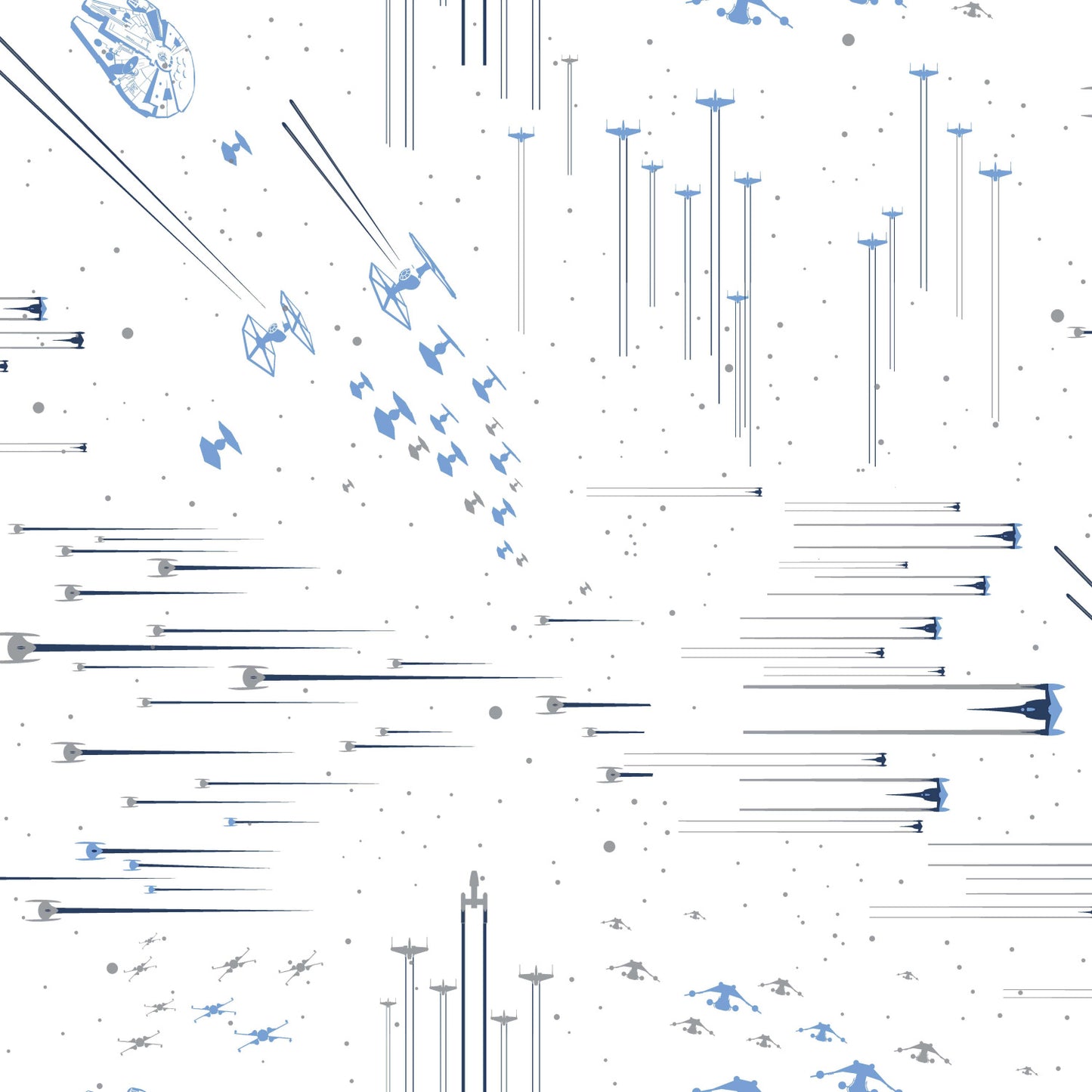 York Wallcoverings York Contract Star Wars: Galactic Battles Blue Peel and Stick Wallpaper Whimsical Licensed Blues  Wallpaper - RMK11801WP