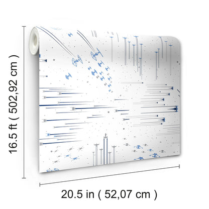 York Wallcoverings York Contract Star Wars: Galactic Battles Blue Peel and Stick Wallpaper Whimsical Licensed Blues  Wallpaper - RMK11801WP