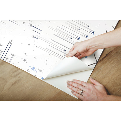 York Wallcoverings York Contract Star Wars: Galactic Battles Blue Peel and Stick Wallpaper Whimsical Licensed Blues  Wallpaper - RMK11801WP