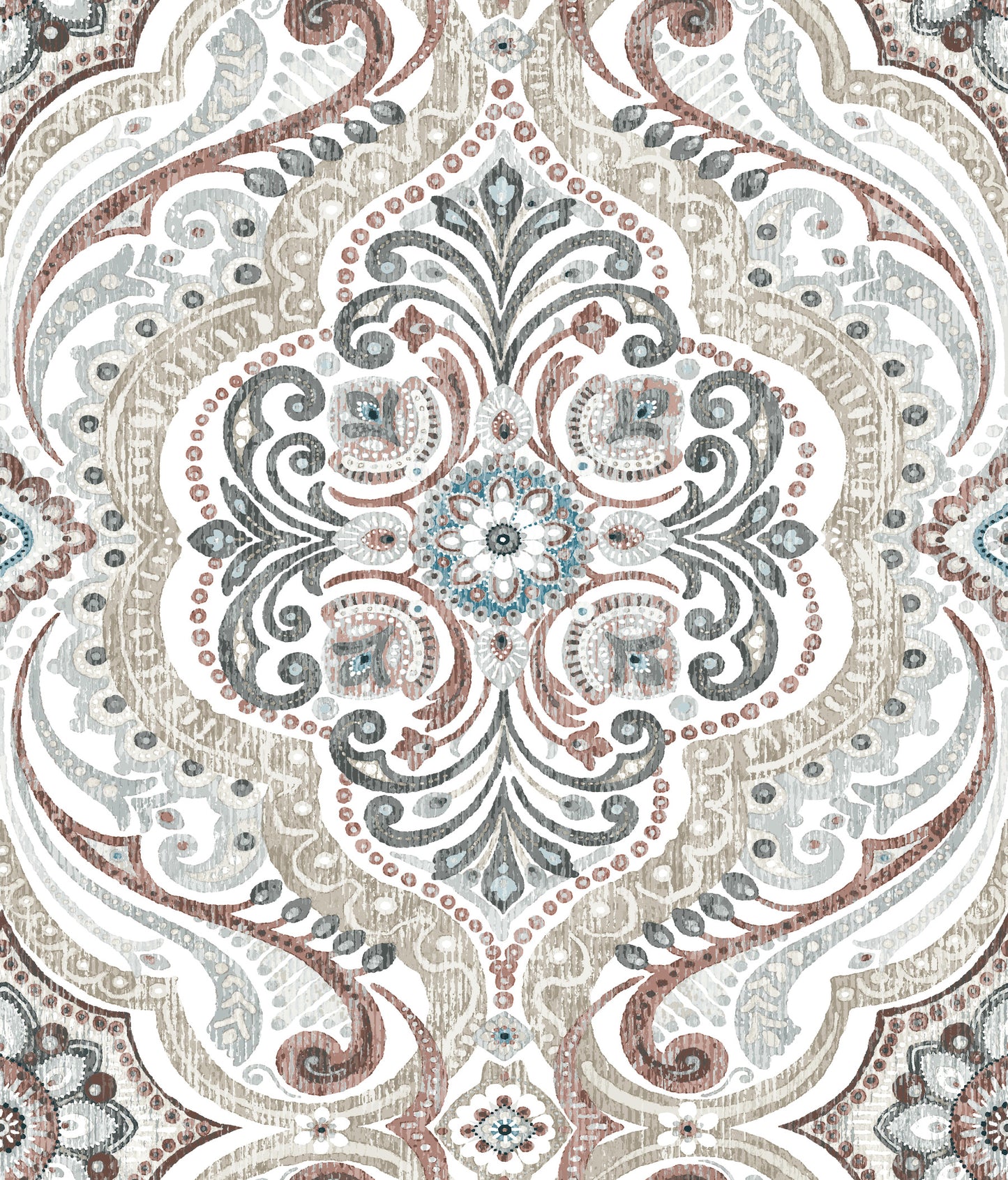 York Wallcoverings RoomMates Bohemian Damask Beige Peel and Stick Wallpaper Bohemian Global Neutrals  Wallpaper - RMK11830WP