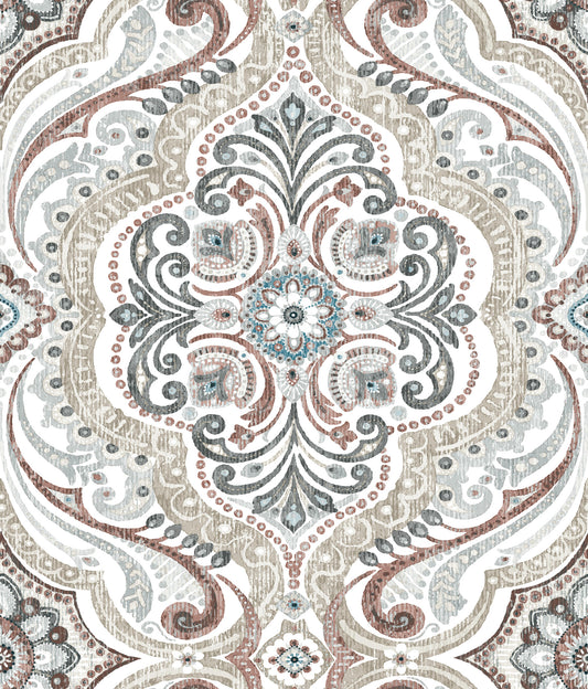 York Wallcoverings RoomMates Bohemian Damask Beige Peel and Stick Wallpaper Bohemian Global Neutrals  Wallpaper - RMK11830WP