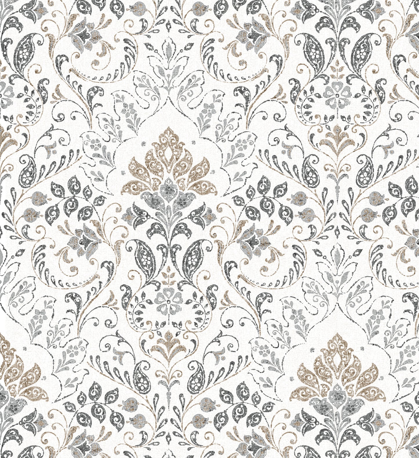 York Wallcoverings RoomMates Persian Damask Grey Peel and Stick Wallpaper Traditional Global Greys  Wallpaper - RMK11834WP