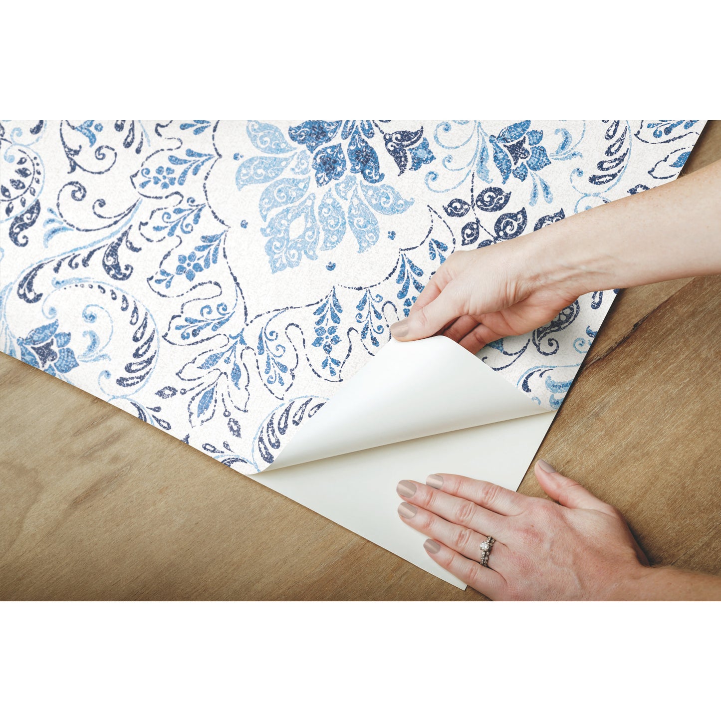 York Wallcoverings RoomMates Persian Damask Blue Peel and Stick Wallpaper Traditional Global Blues  Wallpaper - RMK11835WP