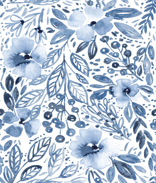 York Wallcoverings RoomMates Clara Jean April Showers Blue Peel and Stick Wallpaper Whimsical Nature Blues  Wallpaper - RMK11838WP