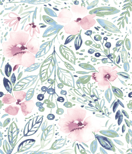 York Wallcoverings RoomMates Clara Jean April Showers Pink Peel and Stick Wallpaper Whimsical Nature Pinks  Wallpaper - RMK11839WP