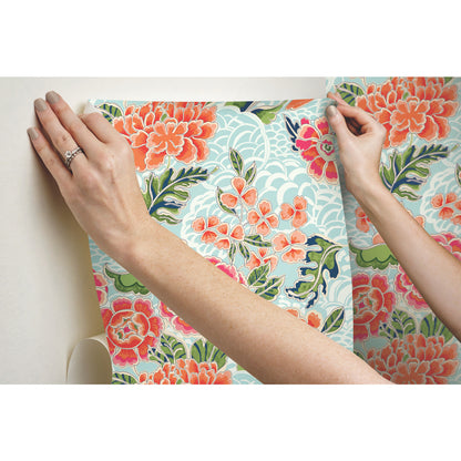 York Wallcoverings RoomMates Zen Garden Blue Peel and Stick Wallpaper Modern Zen Blues  Wallpaper - RMK11854RL