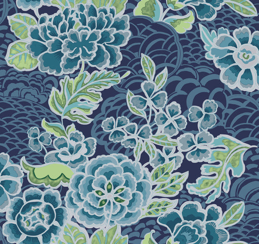 York Wallcoverings RoomMates Zen Garden Blue Peel and Stick Wallpaper Modern Zen Blues  Wallpaper - RMK11855RL