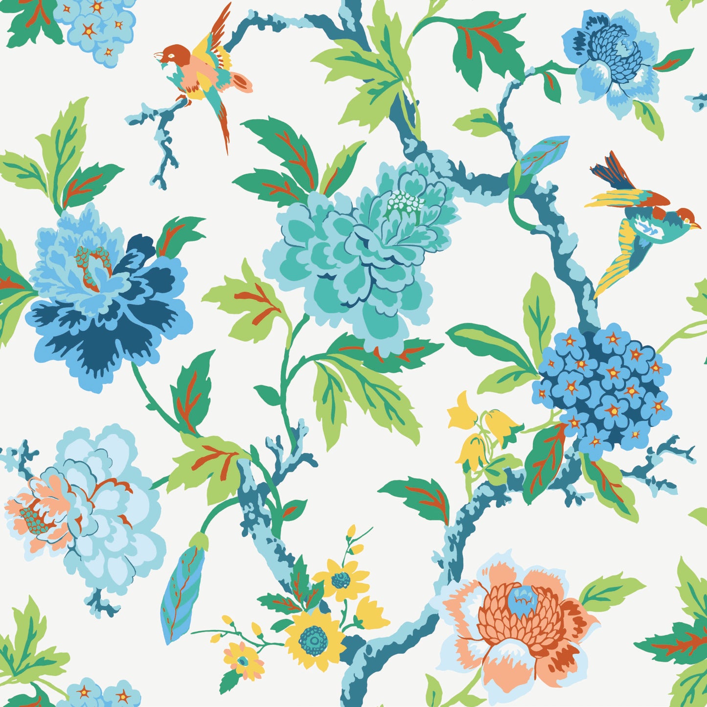 York Wallcoverings RoomMates Candid Moments Blue Peel and Stick Wallpaper Traditional Botanical Blues  Wallpaper - RMK11862RL