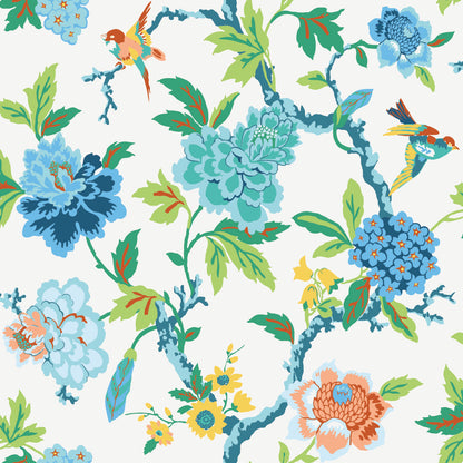 York Wallcoverings RoomMates Candid Moments Blue Peel and Stick Wallpaper Traditional Botanical Blues  Wallpaper - RMK11862RL