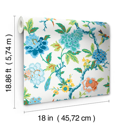 York Wallcoverings RoomMates Candid Moments Blue Peel and Stick Wallpaper Traditional Botanical Blues  Wallpaper - RMK11862RL