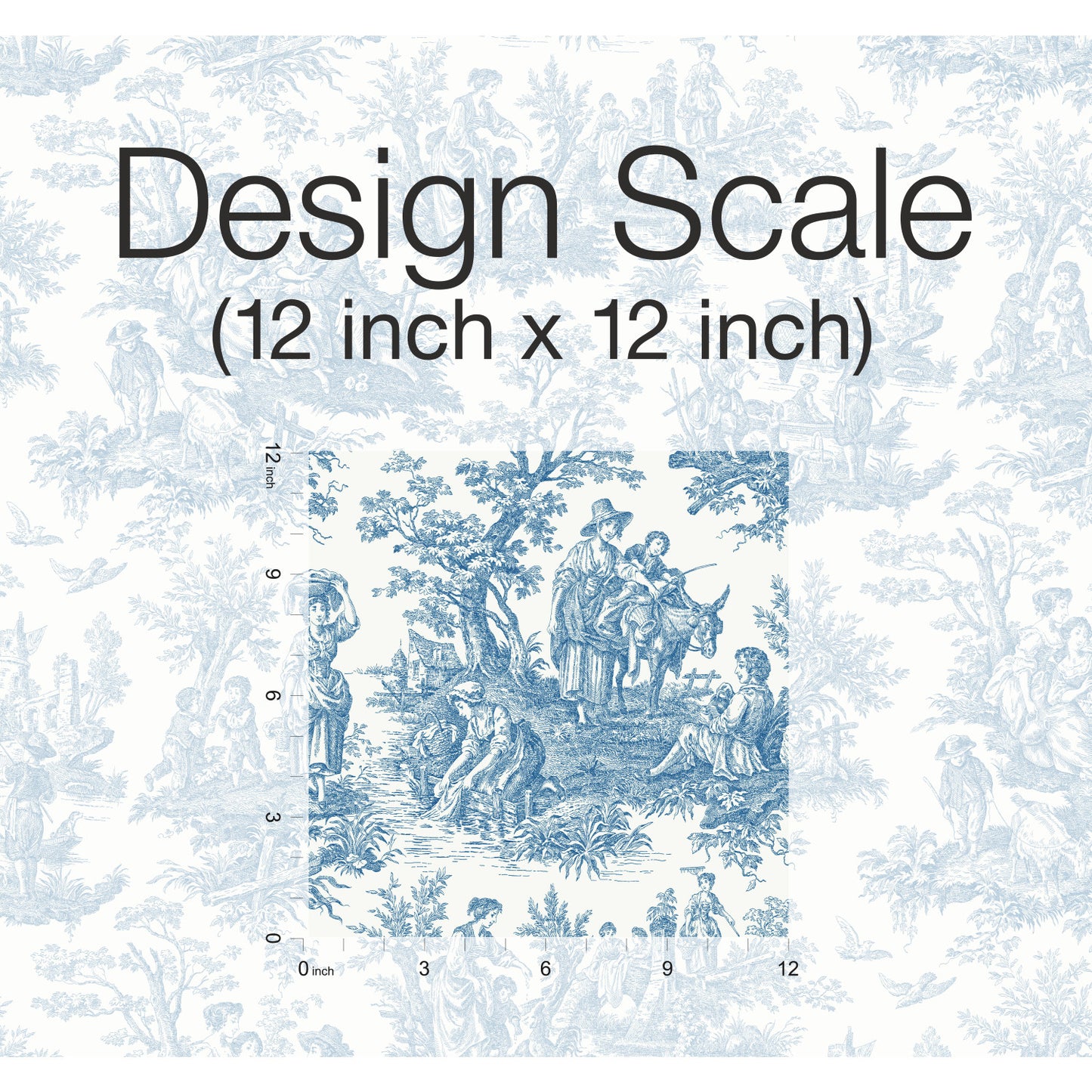 York Wallcoverings RoomMates Country Life Toile Blue Peel and Stick Wallpaper Country Global Blues  Wallpaper - RMK11868WP