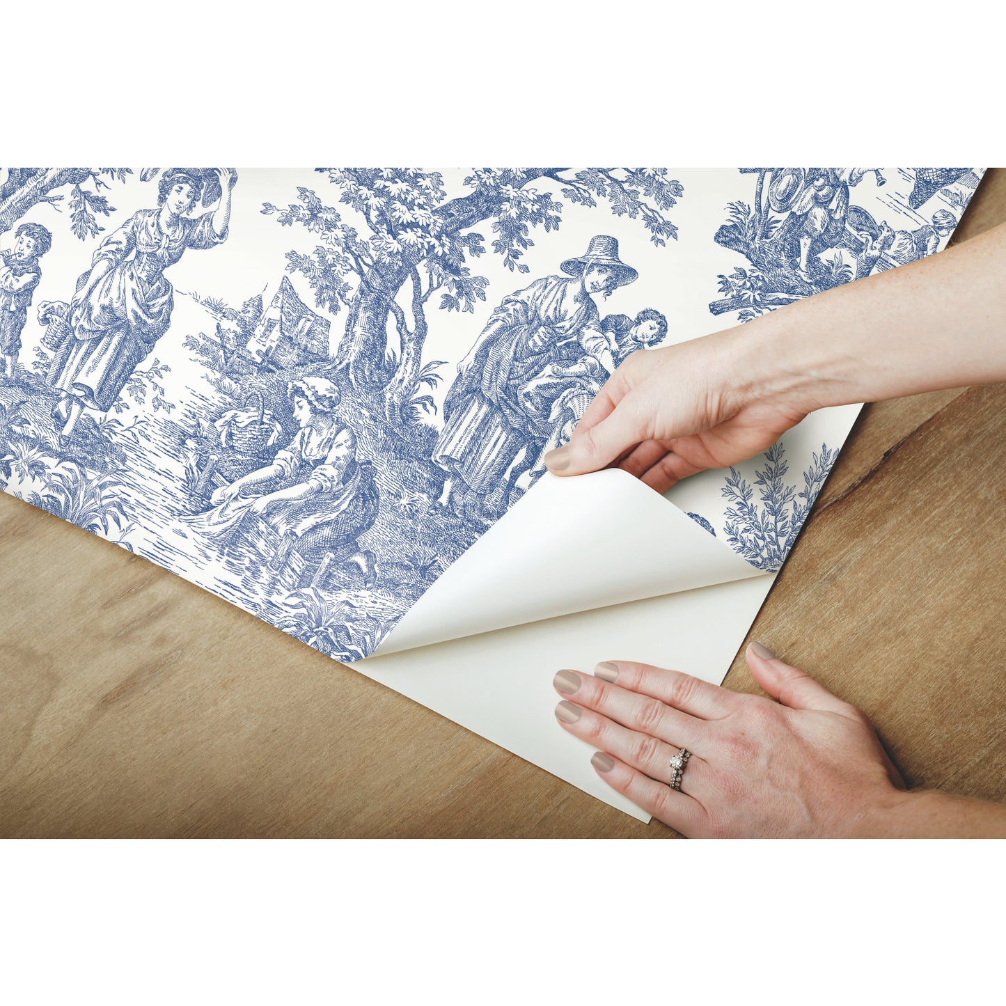York Wallcoverings RoomMates Country Life Toile Blue Peel and Stick Wallpaper Country Global Blues  Wallpaper - RMK11868WP