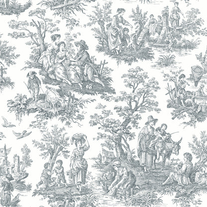 York Wallcoverings RoomMates Country Life Toile Grey Peel and Stick Wallpaper Country Global Greys  Wallpaper - RMK11869WP
