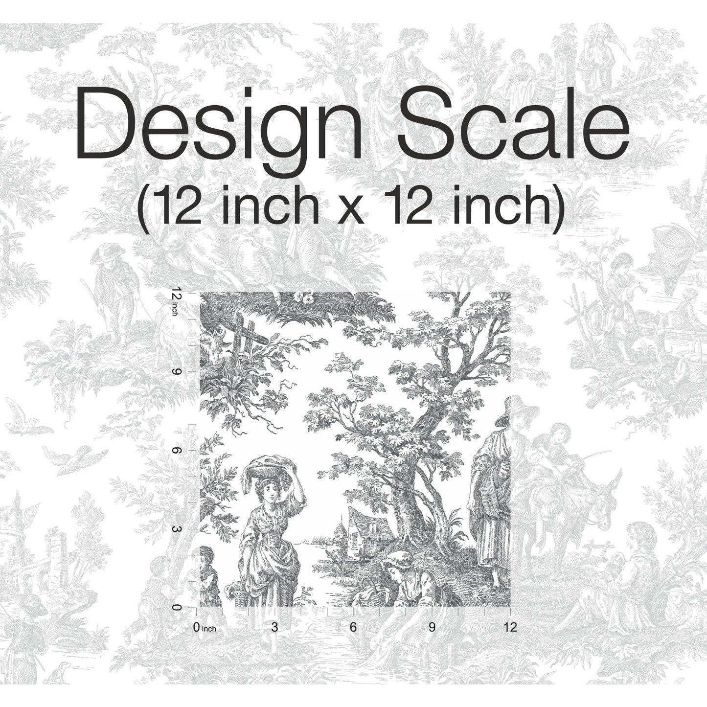 York Wallcoverings RoomMates Country Life Toile Grey Peel and Stick Wallpaper Country Global Greys  Wallpaper - RMK11869WP