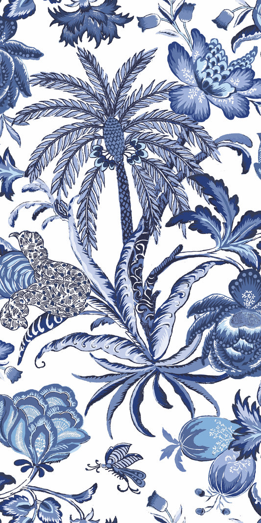 York Wallcoverings RoomMates Exotic Curiosity Blue Peel and Stick Wallpaper Modern Botanical Blues  Wallpaper - RMK11881RL