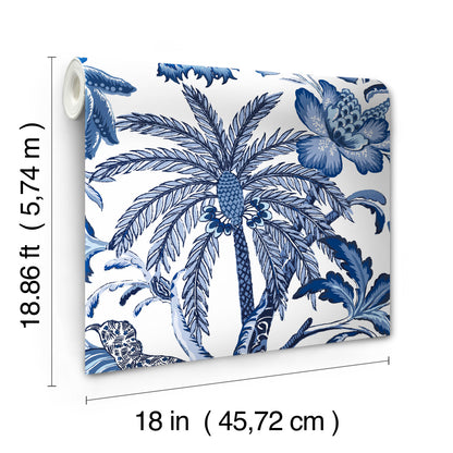 York Wallcoverings RoomMates Exotic Curiosity Blue Peel and Stick Wallpaper Modern Botanical Blues  Wallpaper - RMK11881RL