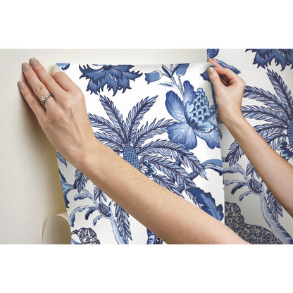 York Wallcoverings RoomMates Exotic Curiosity Blue Peel and Stick Wallpaper Modern Botanical Blues  Wallpaper - RMK11881RL