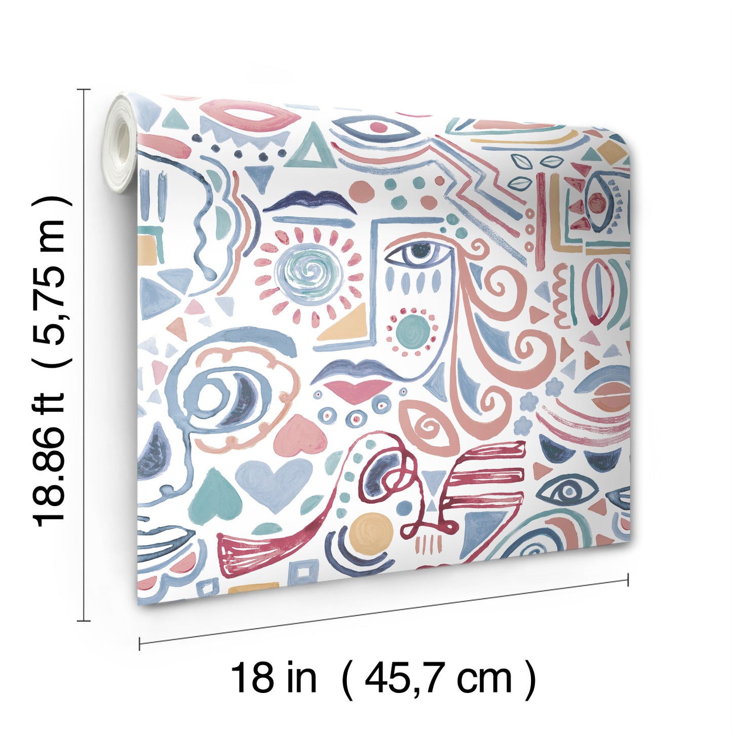 York Wallcoverings RoomMates Mod Faces Pink Peel and Stick Wallpaper Glam Global Pinks  Wallpaper - RMK11897RL