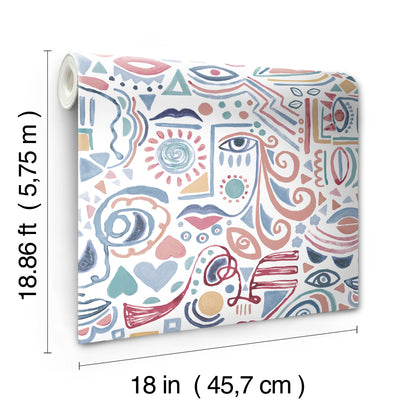 York Wallcoverings RoomMates Mod Faces Pink Peel and Stick Wallpaper Glam Global Pinks  Wallpaper - RMK11897RL