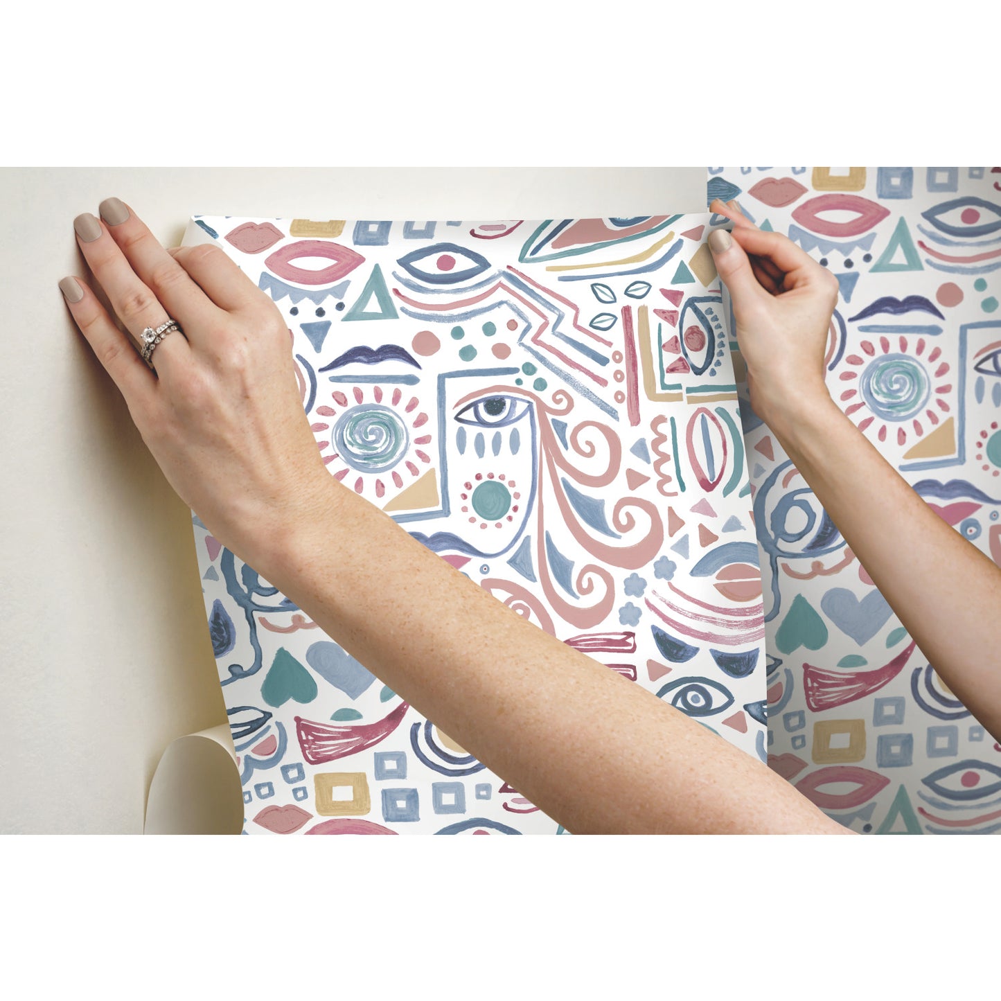 York Wallcoverings RoomMates Mod Faces Pink Peel and Stick Wallpaper Glam Global Pinks  Wallpaper - RMK11897RL