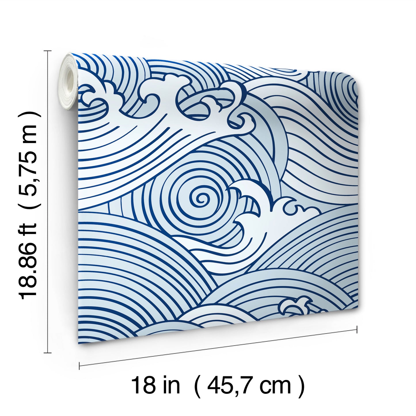 York Wallcoverings RoomMates Asian Waves Blue Peel and Stick Wallpaper Transitional Beach Blues  Wallpaper - RMK11900RL