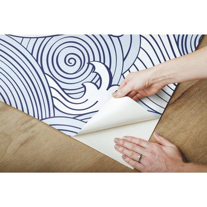 York Wallcoverings RoomMates Asian Waves Blue Peel and Stick Wallpaper Transitional Beach Blues  Wallpaper - RMK11900RL