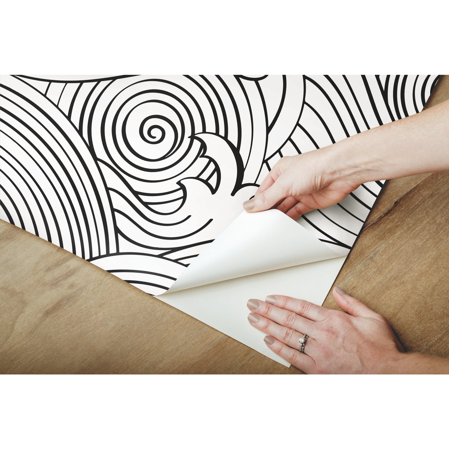 York Wallcoverings RoomMates Asian Waves Black Peel and Stick Wallpaper Transitional Beach Blacks  Wallpaper - RMK11901RL