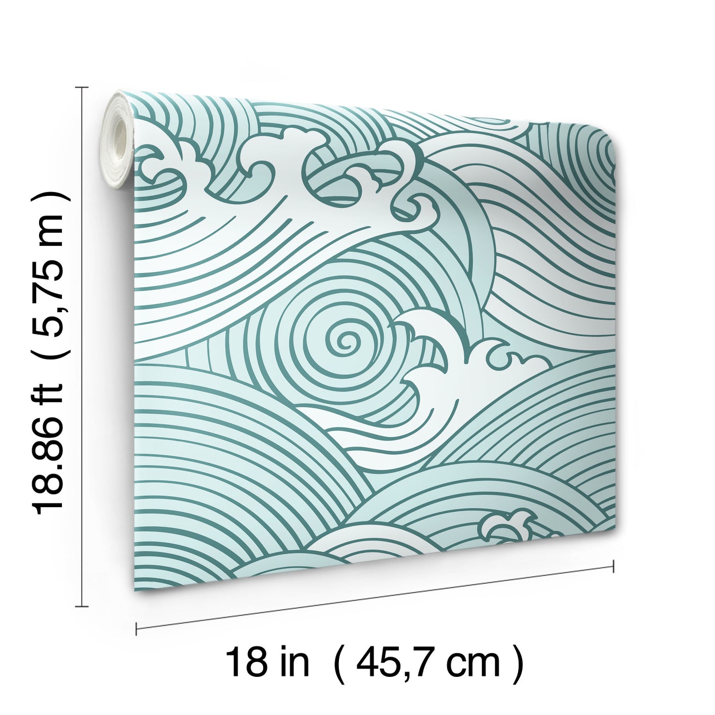 York Wallcoverings RoomMates Asian Waves Teal Peel and Stick Wallpaper Transitional Beach Blues  Wallpaper - RMK11902RL