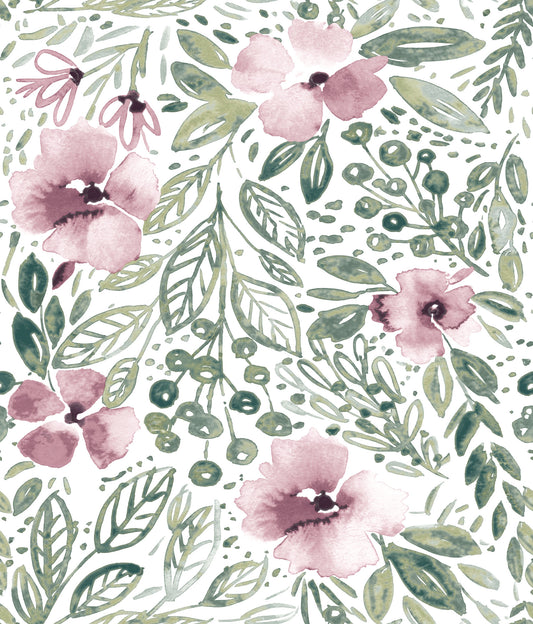 York Wallcoverings RoomMates Clara Jean April Showers Pink Peel and Stick Wallpaper Whimsical Nature Pinks  Wallpaper - RMK11906WP