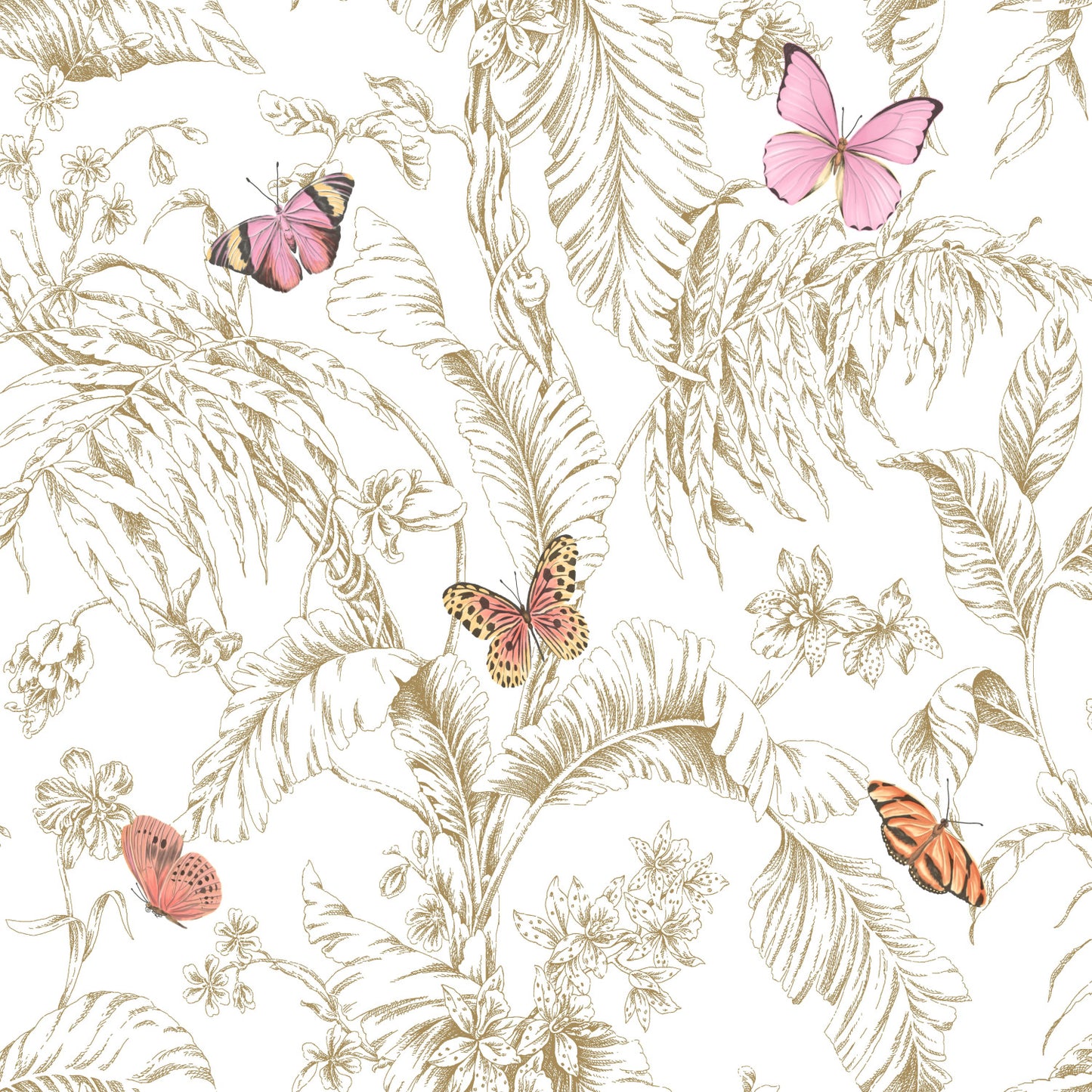 York Wallcoverings RoomMates Butterfly Sketch Pink Peel and Stick Wallpaper Whimsical Botanical Pinks  Wallpaper - RMK11911WP